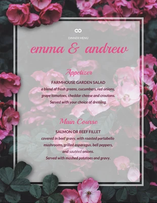 premium  Template: Floral Wedding Dinner Menu