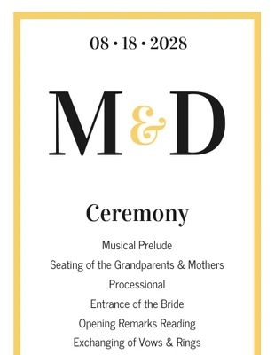 premium  Template: Golden Wedding Program Flow Template