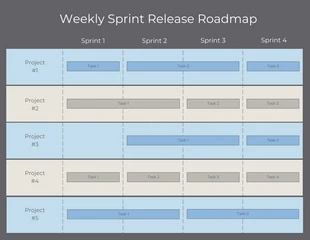 Free  Template: Gray Blue Blank Weekly Sprint Release Roadmap Template