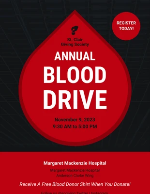 Free  Template: Annual Blood Drive Event Poster Template