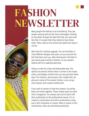 Free  Template: Red Yellow Modern Fashion Newsletter Template