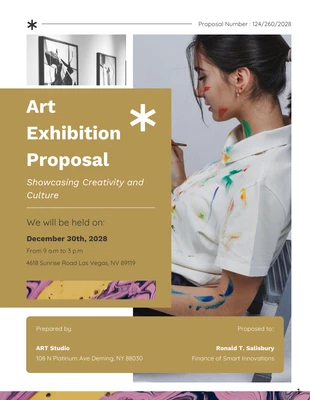 Free  Template: Golden Rod Art Exhibition Event Proposal Template