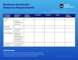 Free  Template: Business Continuity Worksheet Template