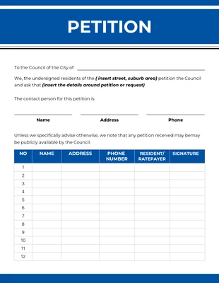 Free  Template: St Tropaz Clean Petition Form Template