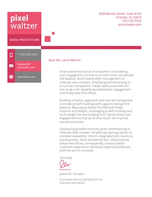 premium  Template: Magenta Media Letterhead