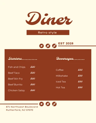 Free  Template: Diner Retro Style Menus