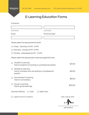 business  Template: White Yellow Education Form Template