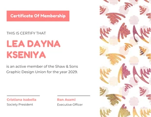 Free  Template: Pattern Graphic Design Membership Certificate Template