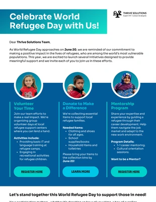 business  Template: Support Refugees Charity Email Newsletter Template