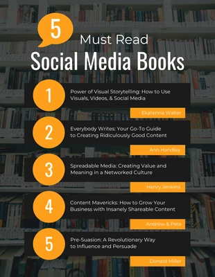 Free  Template: 5 Social Media Books List Infographic Template