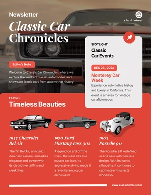 premium  Template: Classic Car Highlights Newsletter Template