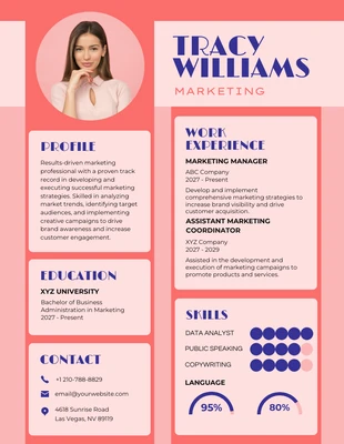 Free  Template: Pink Blue Social Media Marketing Infographic Resume Template