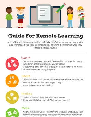 Free  Template: Guide For Remote Learning Infographic Template