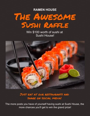 Free  Template: Sushi Raffle Discount Offer Flyer Template