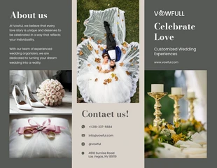 Free  Template: Brown Dark Grey Wedding Tri Fold Brochure Template