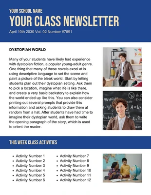 Free  Template: Blue Yellow Pastel School Class Newsletter Template