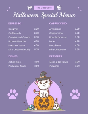 Free  Template: Purple Pastel Modern Cute Illustration Halloween Menu