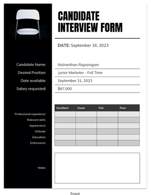 Free  Template: Candidate Interview Form Infographic Template