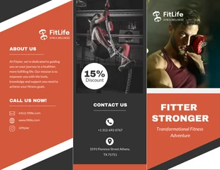 Free  Template: Black Red Fitness Brochure Template