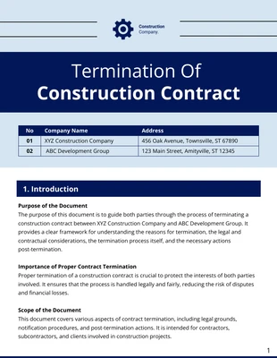 Free  Template: Termination Of Construction Contract Template