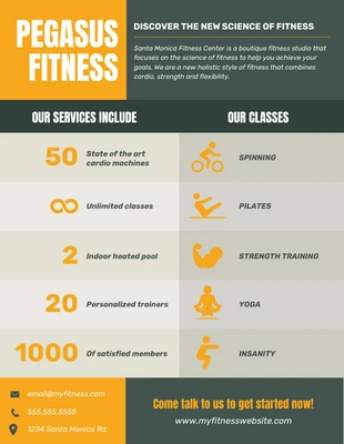 Free  Template: Fitness Center Services and Classes List Flyer Template