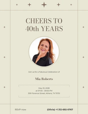 Free  Template: Gray Modern Minimalist 40Th Birthday Invitation