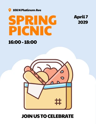 Free  Template: Blue And Orange Spring Picnic Invitation