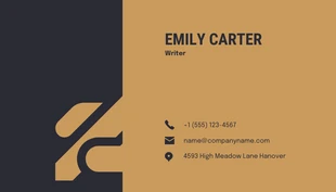 Dark Grey And Brown Modern Professional Writer Business Card - Page 2