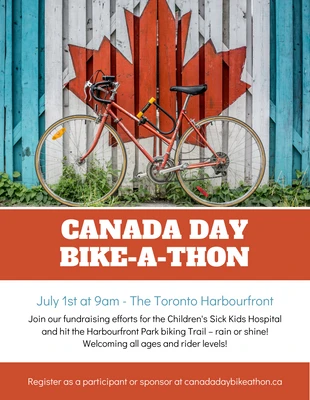 Free  Template: Canada Day Bike-A-Thon Activity Event Flyer Template