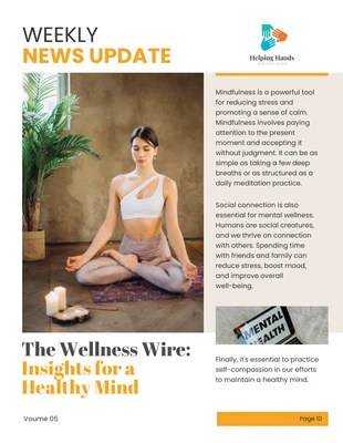 Free  Template: Yellow Helping Hands Weekly News Update Newsletter Template