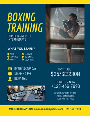 Free  Template: Professional Boxing Gym Flyer Template