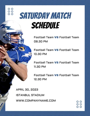 Free  Template: Blue Modern Saturday Match Schedule Template