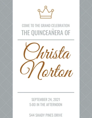 Free  Template: Crown Quinceanera Invitation