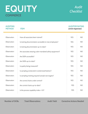 business  Template: Light Auditor Evaluation Work Checklist Template