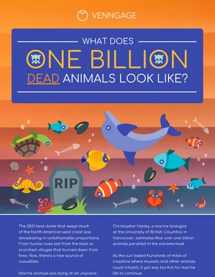 premium  Template: Billion Dead Animals Ecosystem Heatwave Infographic Template