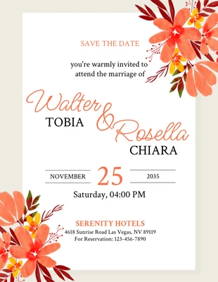 Free  Template: Floral Wedding Invitation Flyer Template