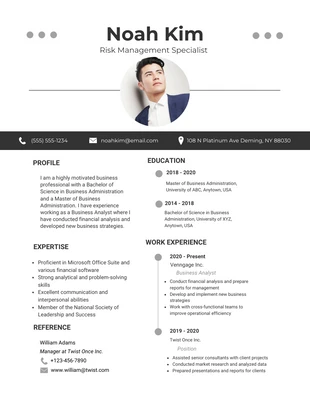 Free  Template: White Black Minimalist Business Resume Template