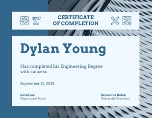 business  Template: Blue Engineering Certificate of Completion Template