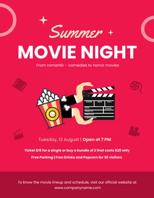 Free  Template: Fuschia Modern Summer Movie Night Schedule Template