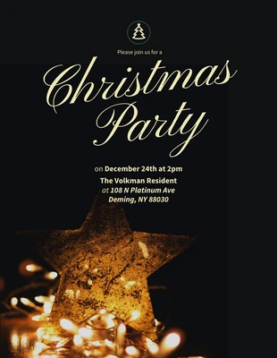 Free  Template: Dark Gold Christmas Party Invitation