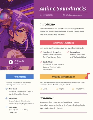 Free  Template: Anime Soundtracks Infographic Template