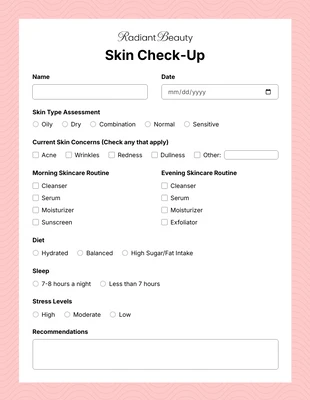 Free interactive Template: Soft Pastel Skincare Audit Form