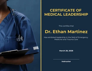 premium  Template: Navy Yellow Photo Medical Emergency Certificate Template