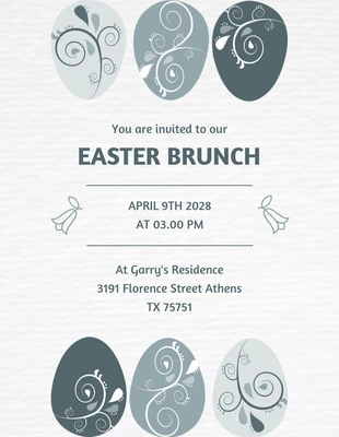 Free  Template: White Modern Vintage Texture Easter Brunch Invitation