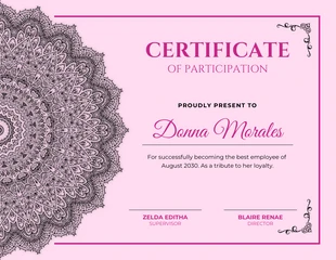 premium  Template: Mandala Design Certificate of Participation Template