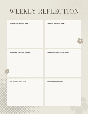 Free  Template: Aesthetic Weekly Reflection Plan Template