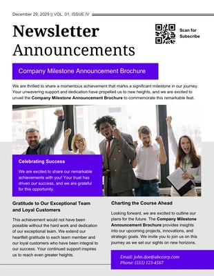 business  Template: Company Announcement Newsletter Template