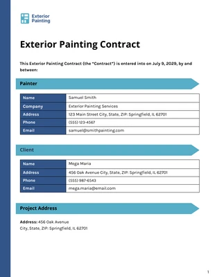 business  Template: Exterior Painting Contract Template