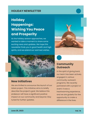 Free  Template: Blue Pastel Brown Holiday Happening Newsletter Template