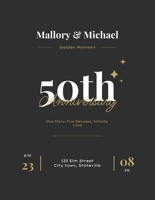 Free  Template: Gold, White & Black Golden Moment 50th Anniversary